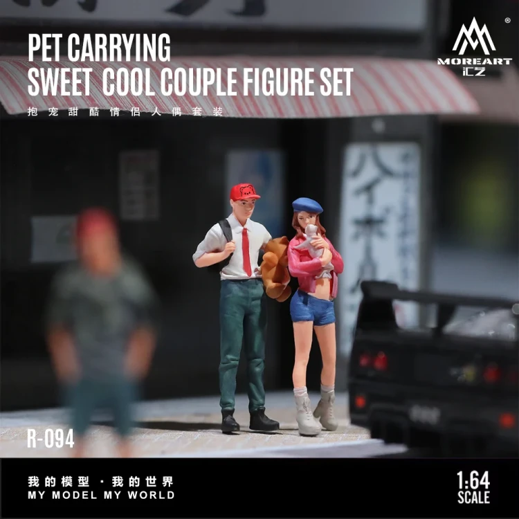 MoreArt Sweet Cool Couple z Psem – Zestaw Figurek żywica 1:64 przód
