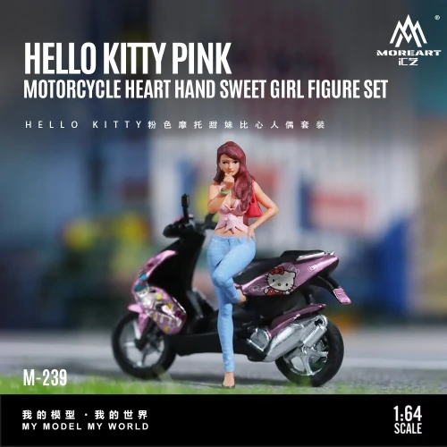 MoreArt Hello Kitty Pink Scooter z Figurką – Zestaw żywica 1:64 przód