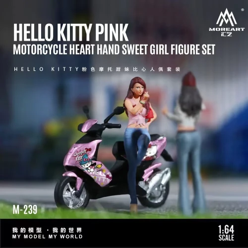 MoreArt Hello Kitty Pink Scooter z Figurką – Zestaw żywica 1:64 bok