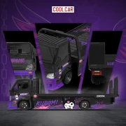 Cool.Car H300 Flatbed Transport Trailer Kuromi Purple 1:64 przód
