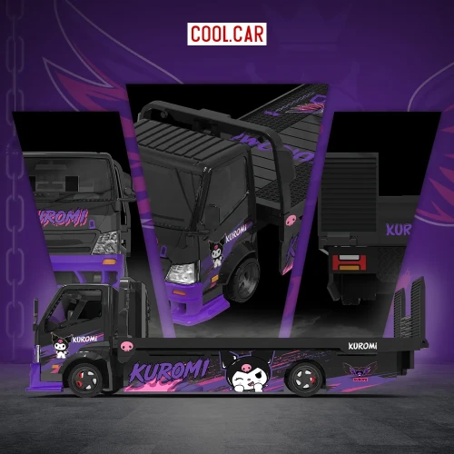Cool.Car H300 Flatbed Transport Trailer Kuromi Purple 1:64 przód