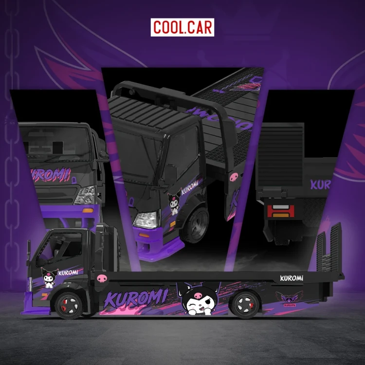 Cool.Car H300 Flatbed Transport Trailer Kuromi Purple 1:64 przód