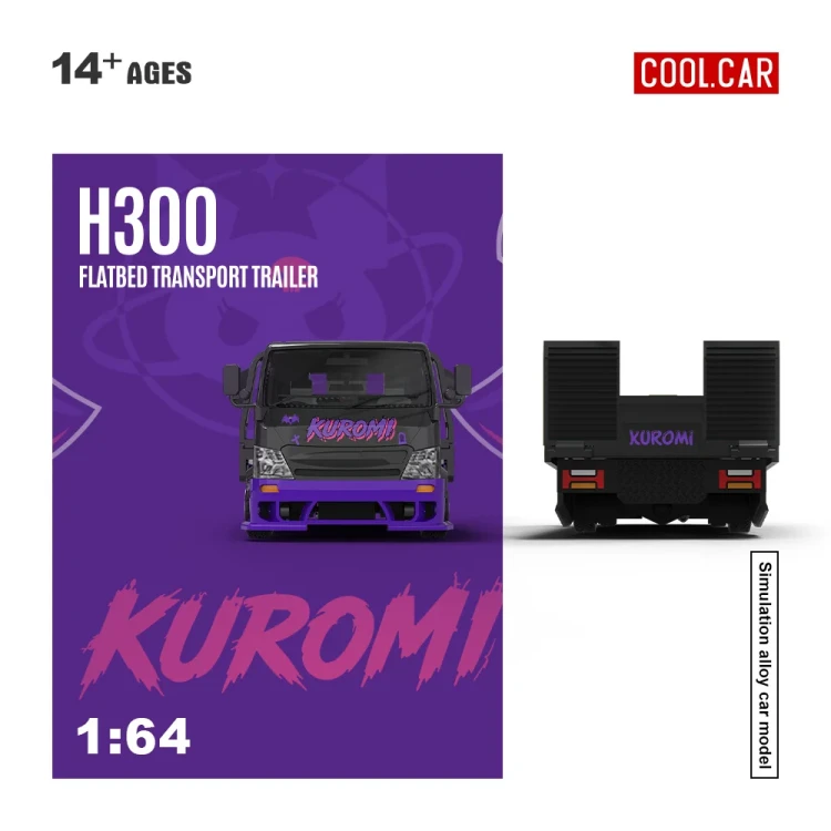 Cool.Car H300 Flatbed Transport Trailer Kuromi Purple 1:64 przód tył