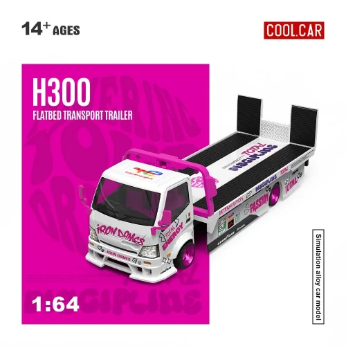 Cool.Car H300 Flatbed Transport Trailer Iron Dames Livery 1:64 przód