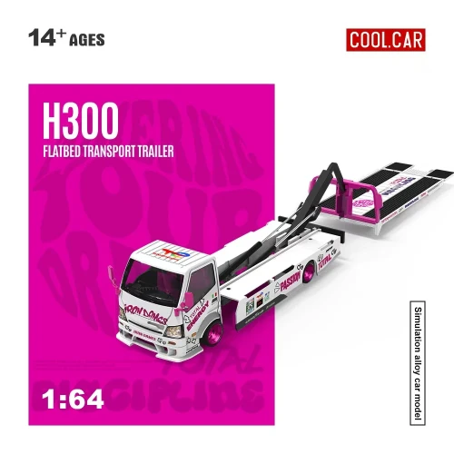 Cool.Car H300 Flatbed Transport Trailer Iron Dames Livery 1:64 przód detal