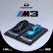 Original Model BMW E30 M3 Sedan Blue Limitowany 1/999 1:64 scena