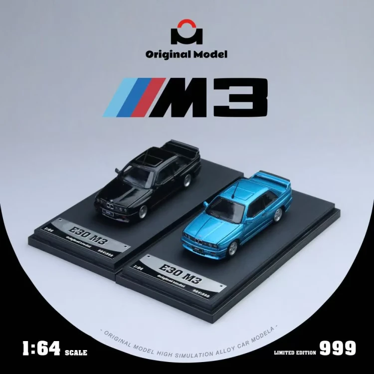 Original Model BMW E30 M3 Sedan Blue Limitowany 1/999 1:64 scena