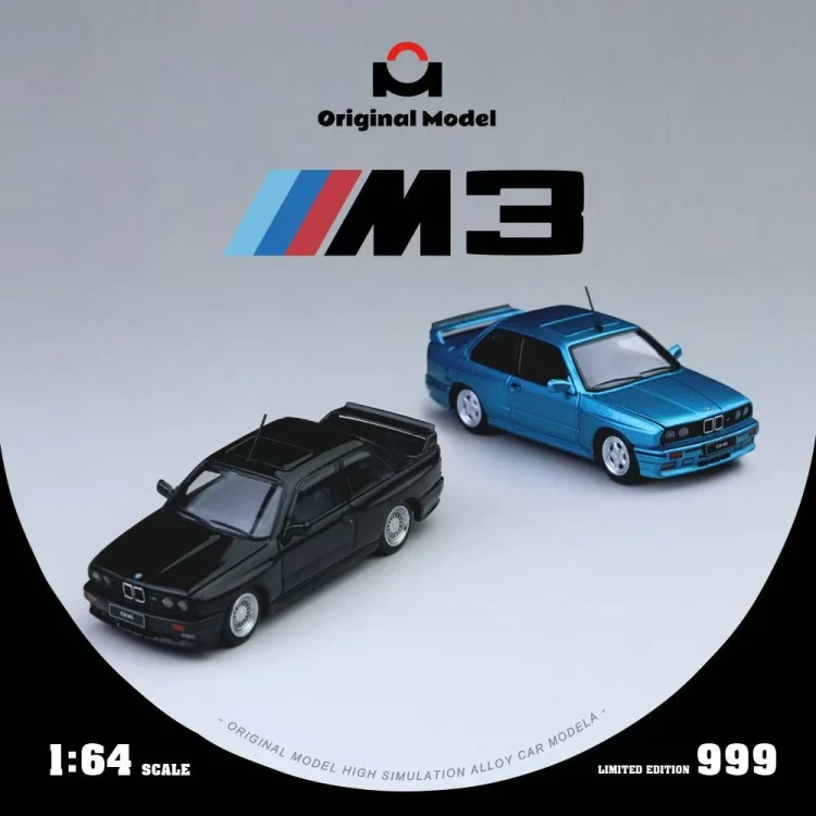 Original Model BMW E30 M3 Sedan Blue Limitowany 1/999 1:64 scena 2