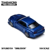 TimeMicro x PSC Design Nissan Skyline GT-R R34 Smilodon Navy Blue TMCS2026 1:64 tył
