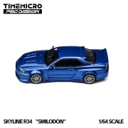 TimeMicro x PSC Design Nissan Skyline GT-R R34 Smilodon Navy Blue TMCS2026 1:64 bok
