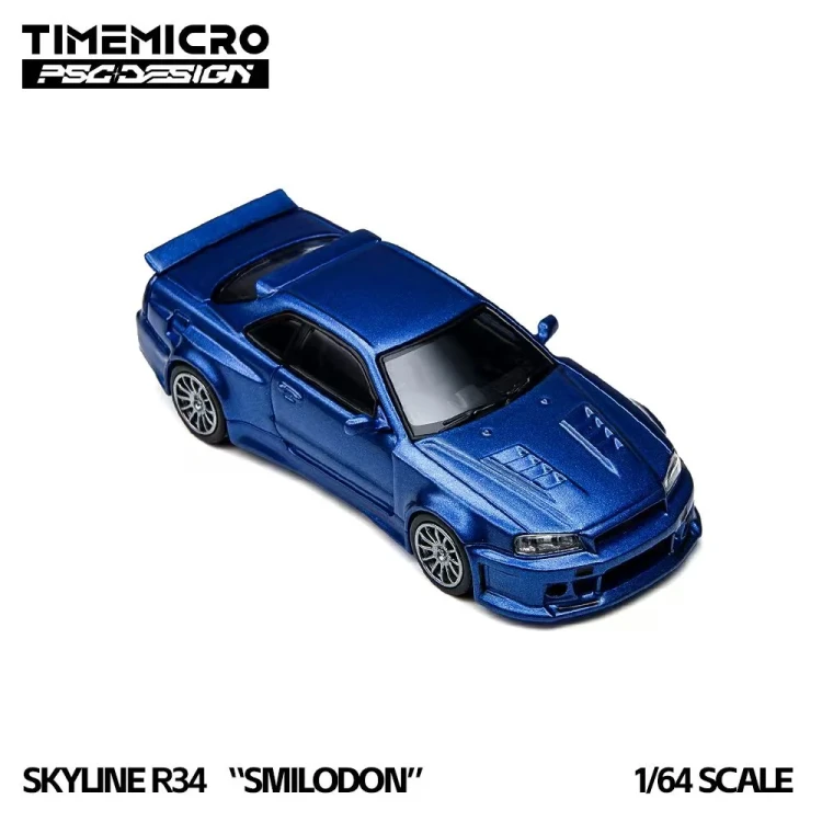 TimeMicro x PSC Design Nissan Skyline GT-R R34 Smilodon Navy Blue TMCS2026 1:64 góra