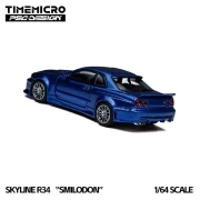 TimeMicro x PSC Design Nissan Skyline GT-R R34 Smilodon Navy Blue TMCS2026 1:64 tył detal