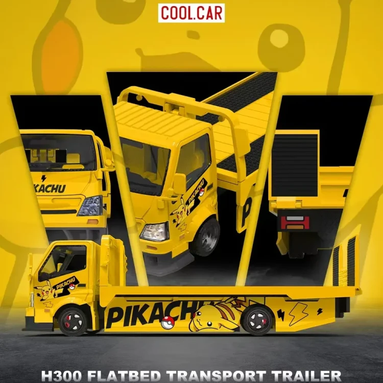 Cool.Car Hino H300 Flatbed Transport Trailer Pikachu – CC647242 1:64 przód