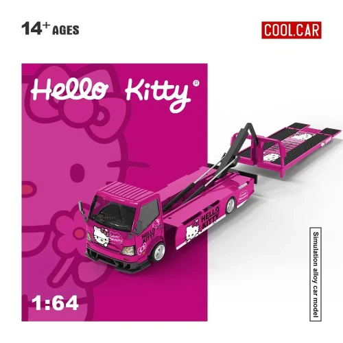 Cool.Car Hino H300 Flatbed Transport Trailer Hello Kitty Pink – CC647236 1:64 przód detal