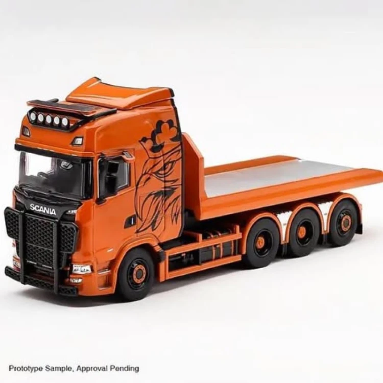 Mini GT Scania 770S – Flatbed Orange 1:64 przód