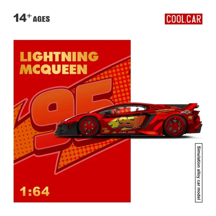 Cool.Car Lamborghini Aventador GTEVO Lightning McQueen 1:64 bok