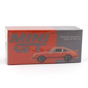 MINI GT Porsche 911 Carrera RS 2.7 Tangerine with Black Livery 1:64 box