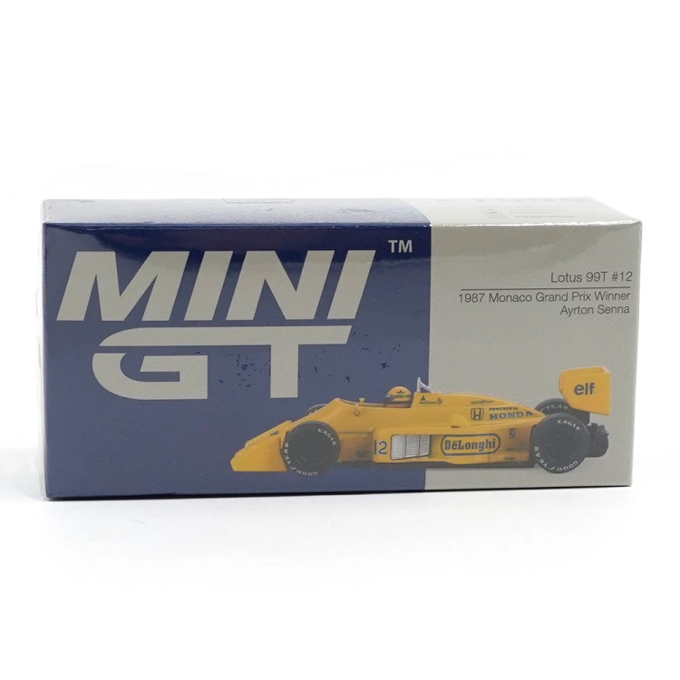 MINI GT Lotus 99T #12 Ayrton Senna 1987 Monaco Grand Prix Winner 1:64 box