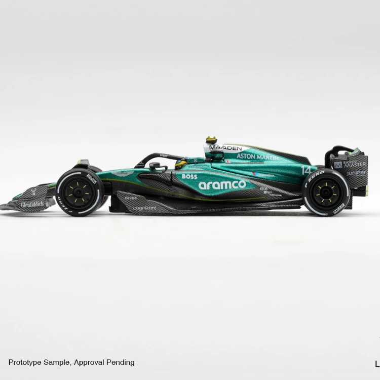 Mini GT Aston Martin AMR24 nr14 Fernando Alonso F1 2024 1:64 bok