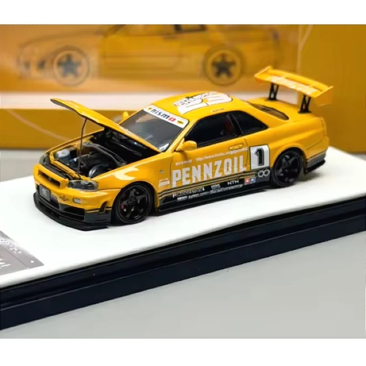 Time Micro Nissan R34 GT-R Z-Tune Yellow Limitowany 1:64 przód