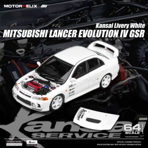 Motorhelix Mitsubishi Lancer Evolution IV GSR Kansai Livery White 1:64 przód