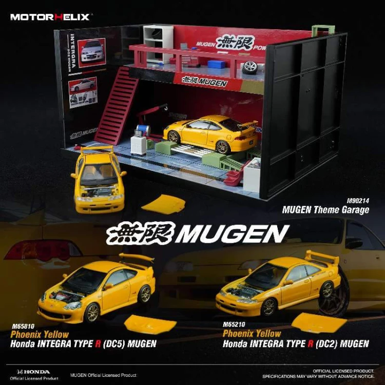 Motorhelix Diorama Auto repair shop scene Mugen 1:64 przód detale