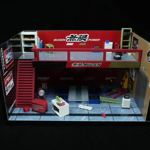 Motorhelix Diorama Auto repair shop scene Mugen 1:64 przód