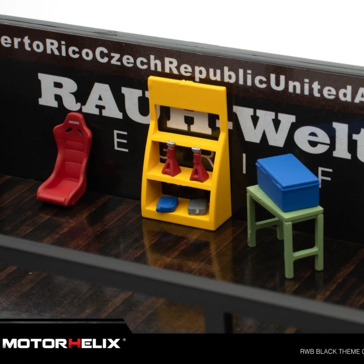 Motorhelix Diorama RWB Black Theme Garage 1:64 detal 1