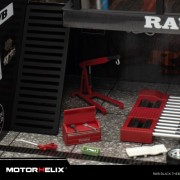 Motorhelix Diorama RWB Black Theme Garage 1:64 detal 2
