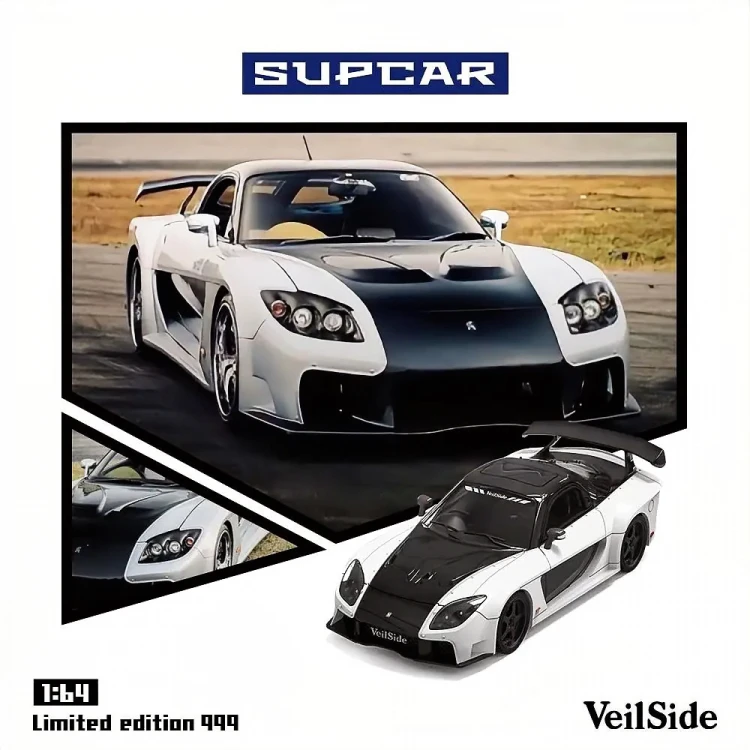 Supcar Mazda RX-7 Veilside Czarno Biała 1:64 przód