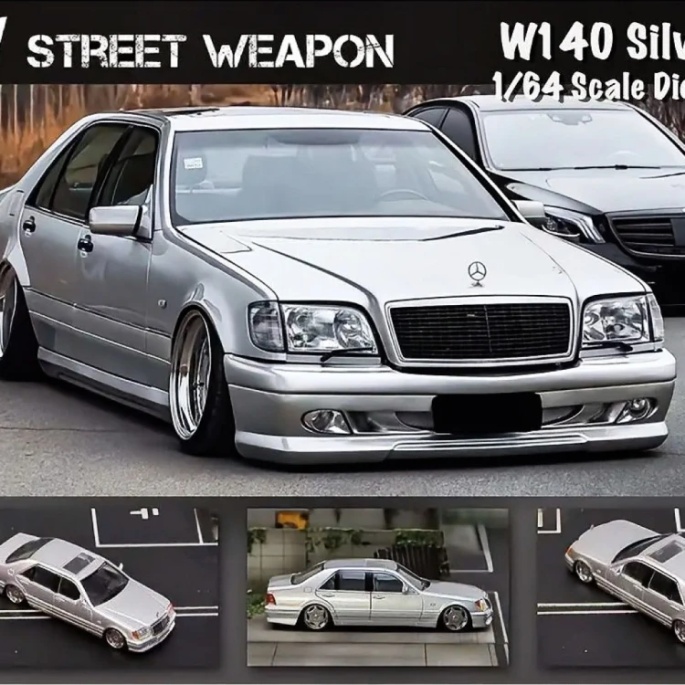 Street Weapon Mercedes Benz W140 silver 1:64 przód