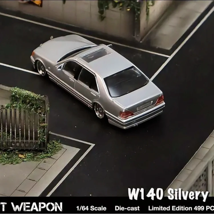 Street Weapon Mercedes Benz W140 silver 1:64 tył