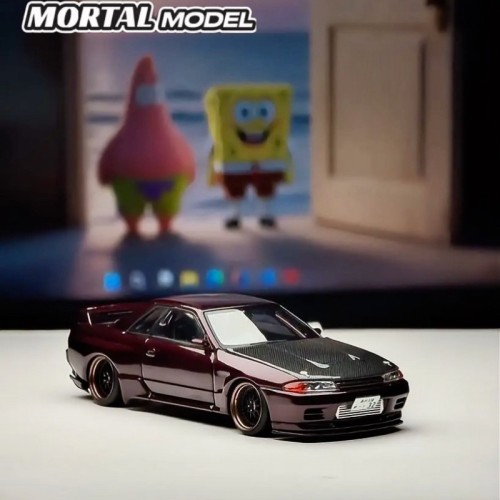 MORTAL64 Nissan Skyline BNR32 1991 Artist Custom Metallic Red Wine Limited 1:64 przód