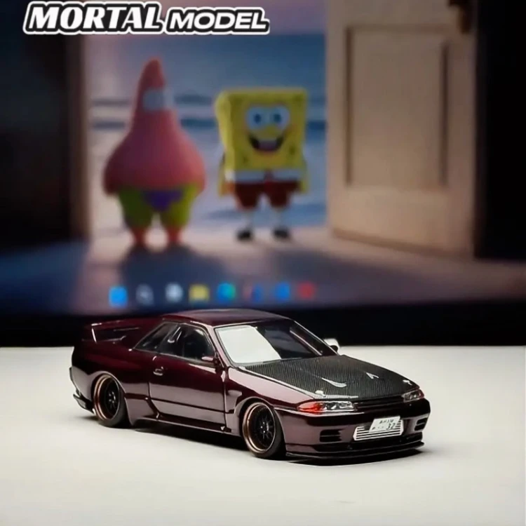 MORTAL64 Nissan Skyline BNR32 1991 Artist Custom Metallic Red Wine Limited 1:64 przód