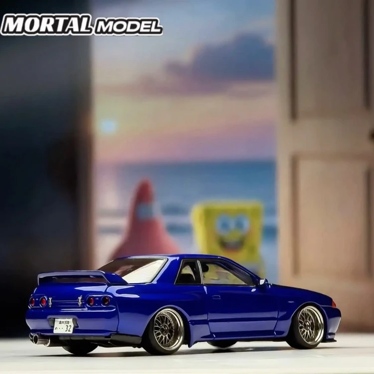 MORTAL64 Nissan Skyline BNR32 1991 Artist Custom Blue Limited 1:64 tył