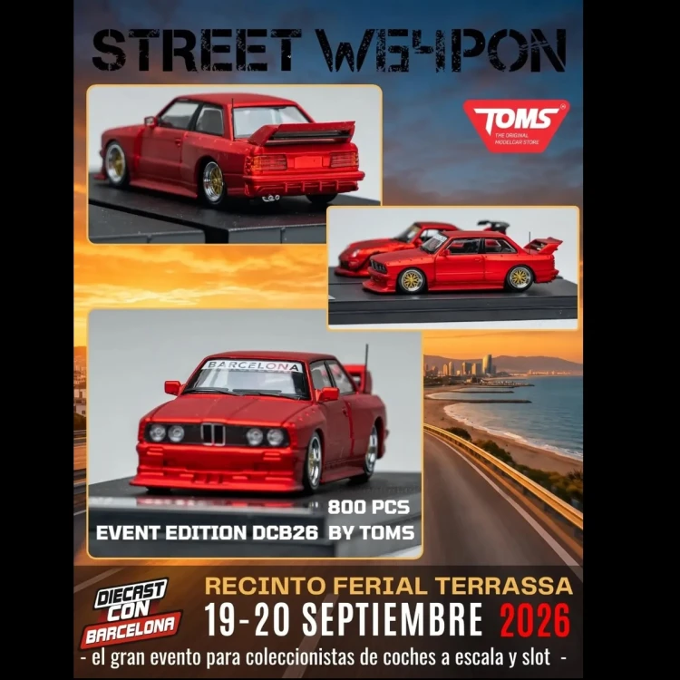 Street Weapon BMW M3 E30 Diecast Con Barcelona 2026 Limited Edition 899 sztuk matte red 1:64 przód
