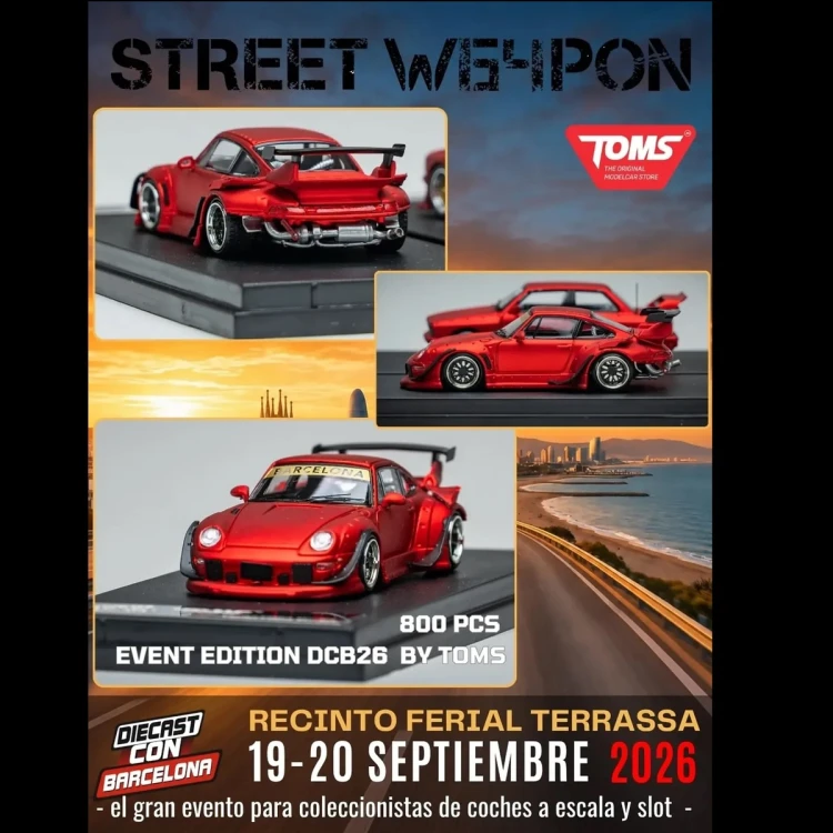 Street Weapon Porsche 911 RWB 993 DieCast Con Barcelona 2026 Limited Edition 899 sztuk matte red 1:64
