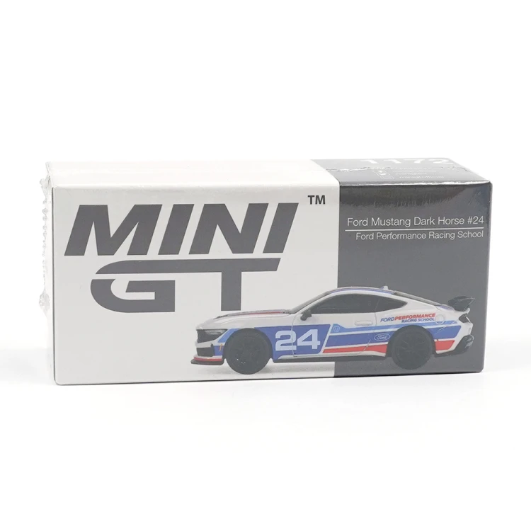 MINI GT Ford Mustang Dark Horse #24 Ford Performance Racing School 1:64 box
