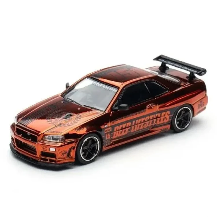 INNO64 X DPLS Skyline R34 DPLS 10TH ANNIVERSARY chrome orange 1:64 przód