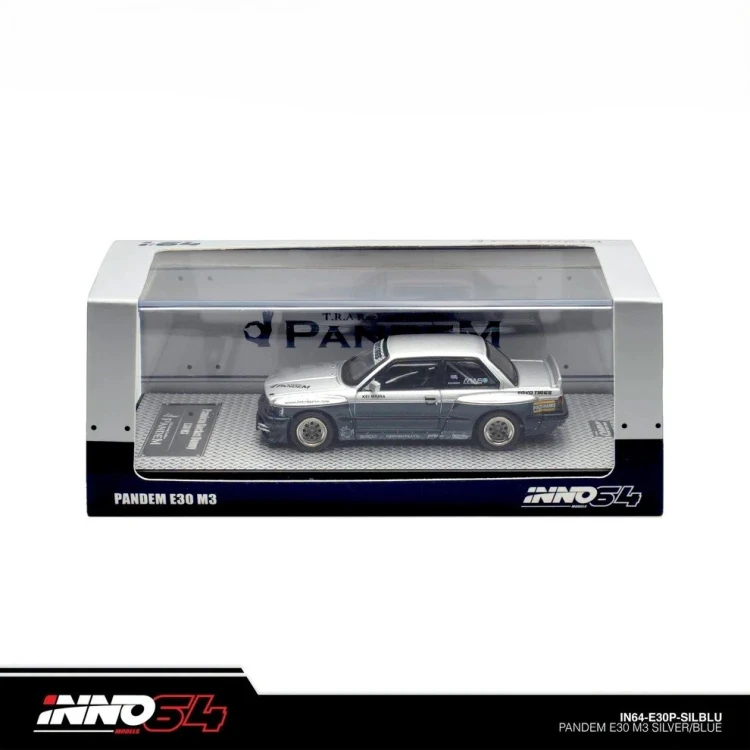 INNO64 BMW E30 PANDEM M3 Silver Blue 1:64 gablotka