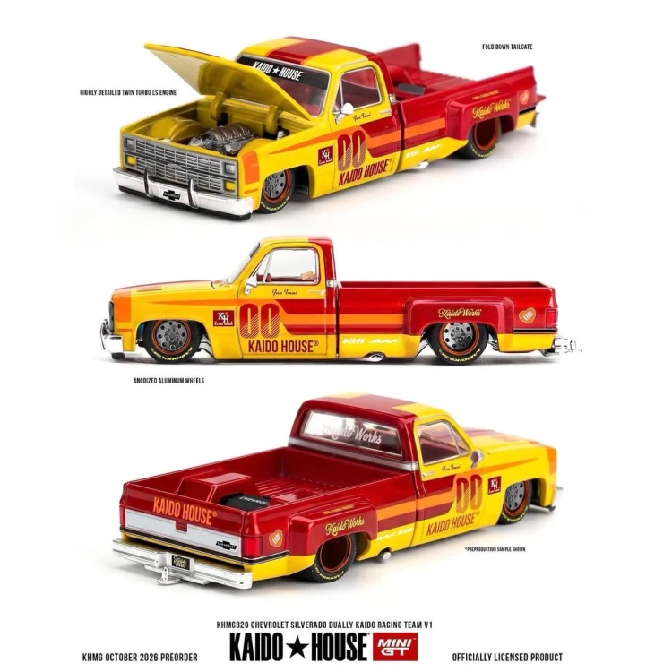 Kaido House Chevrolet Silverado Dually Kaido Racing Team V1 KHMG320 1:64 przód