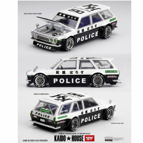 Kaido House Datsun KAIDO 510 Wagon Police KHMG321 1:64 przód