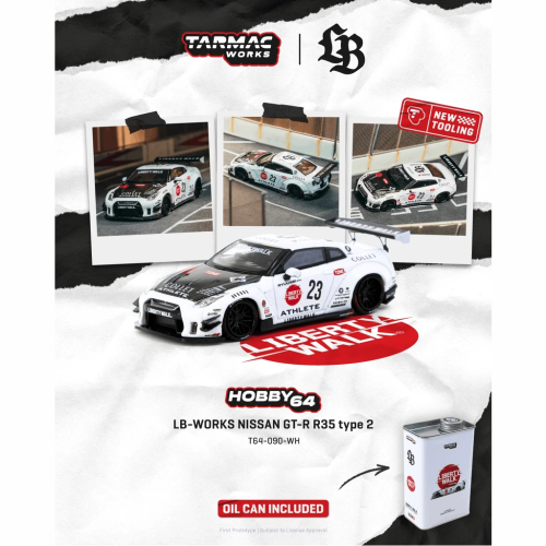 Tarmac Works 2025 Nissan GT-R (R35) LB Works Type 2 White 1:64 przód