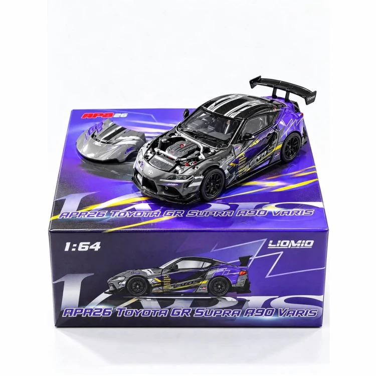 LIOMIO Toyota Supra A90 Varis Purple Black Limitowana edycja APAXpo Exclusives 1:64 przód box