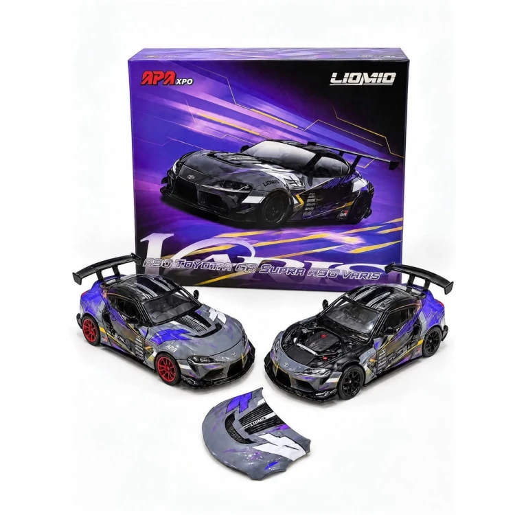 LIOMIO Toyota Supra A90 Varis Purple Black Limitowana edycja APAXpo Exclusives 1:64 zestaw