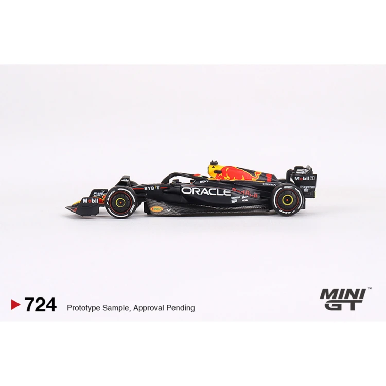 MINI GT Oracle Red Bull Racing RB19 #1 Max Verstappen 2023 F1 2023 Bahrain GP Winner 1:64 bok