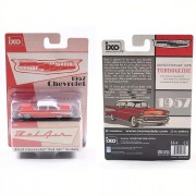 IXO America 1957 Chevrolet Bel Air red white 1:64 karta przód tył