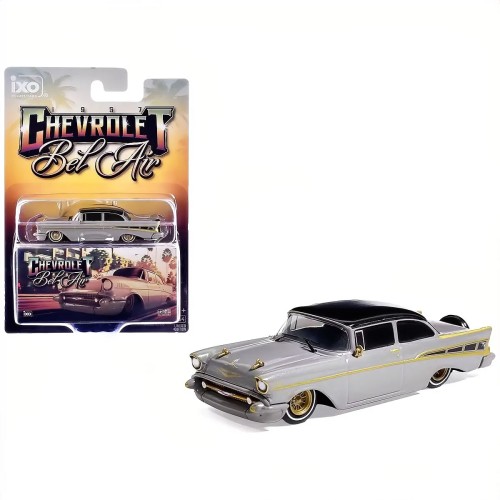 IXO America 1957 Chevrolet Bel Air Lowrider grey 1:64 przód