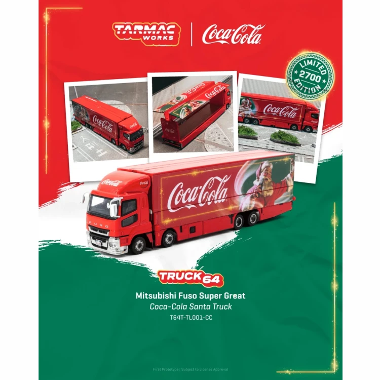 Tarmac Works Mitsubishi Fuso Super Great Coca-Cola Santa Truck 1:64 plakat