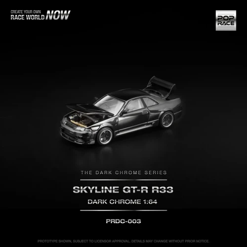 Pop Race Skyline GT-R R33 Dark Chrome Edition 1:64 przód detale
